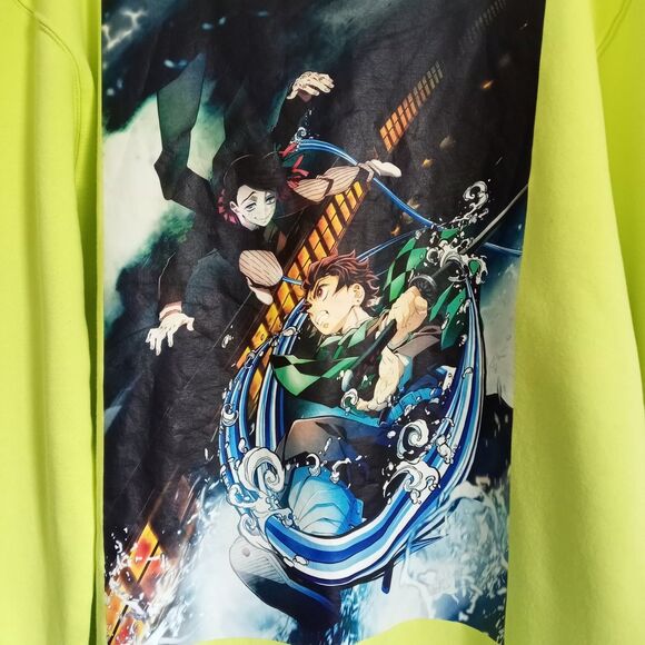 DEMON SLAYER Mugen Train Anime Movie NEON Graphic Sweatshirt Fleece Men XL - Picture 4 of 8
